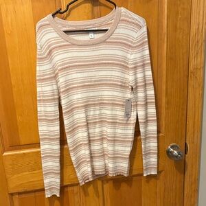 Nine West Beige and White Knit Top